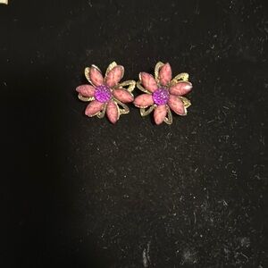 Floral Pink and Purple Earrings